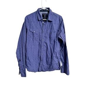 Guess Austin Western Slim Fit Button Down Men's Shirt Blue Size Medium